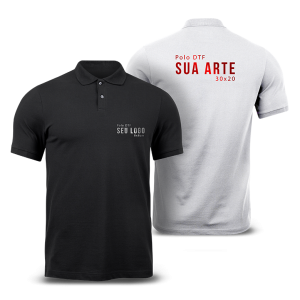 Camisa Polo personalizada Malha Poliester logo peito 8x8cm e verso até 30x20  Tecnologia de estampa DTF (Direct to Film)  Caso seja a mesma arte somente selecionar o botão - vou enviar minha arte