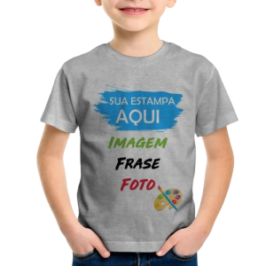 Camisa Infantil Personalizada Tecido Poliéster Estampa A4  Sublimação  Caso seja a mesma arte somente selecionar o botão - vou enviar minha arte