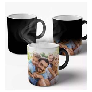 Caneca Mágica Personalizada Porcelana Termosensível Cilindrica Preta Fosco Sublimação 325ml Acima de 8 unidades o valor da arte pode se cobrado a parte se forem diferentes para cada caneca.