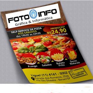 Panfletos / Flyers / Folhetos Papel Couche Brilho 80g com impressão somente frente 10x14cm   Corte Reto 